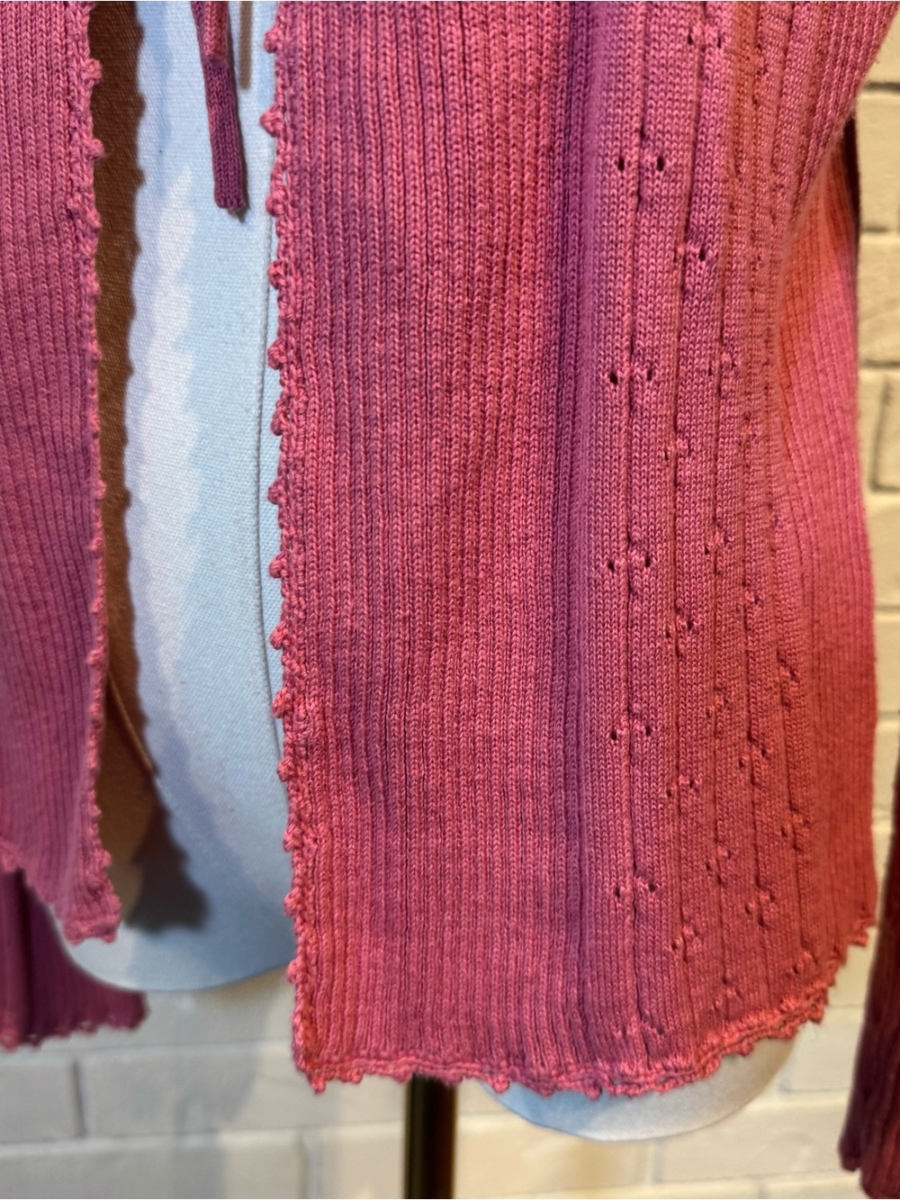 Vintage Y2K Tangents Pink Tie Front Cardigan Sweater Womens M - Picture 3 of 8